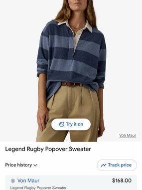 Faherty Striped Rugby Popover Sweater - Navy & Light Blue